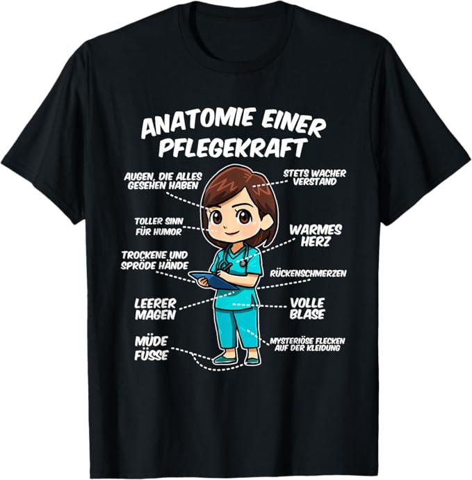 Lustiges Damen T-Shirt Anatomie einer Pflegekraft für Krankenschwestern
